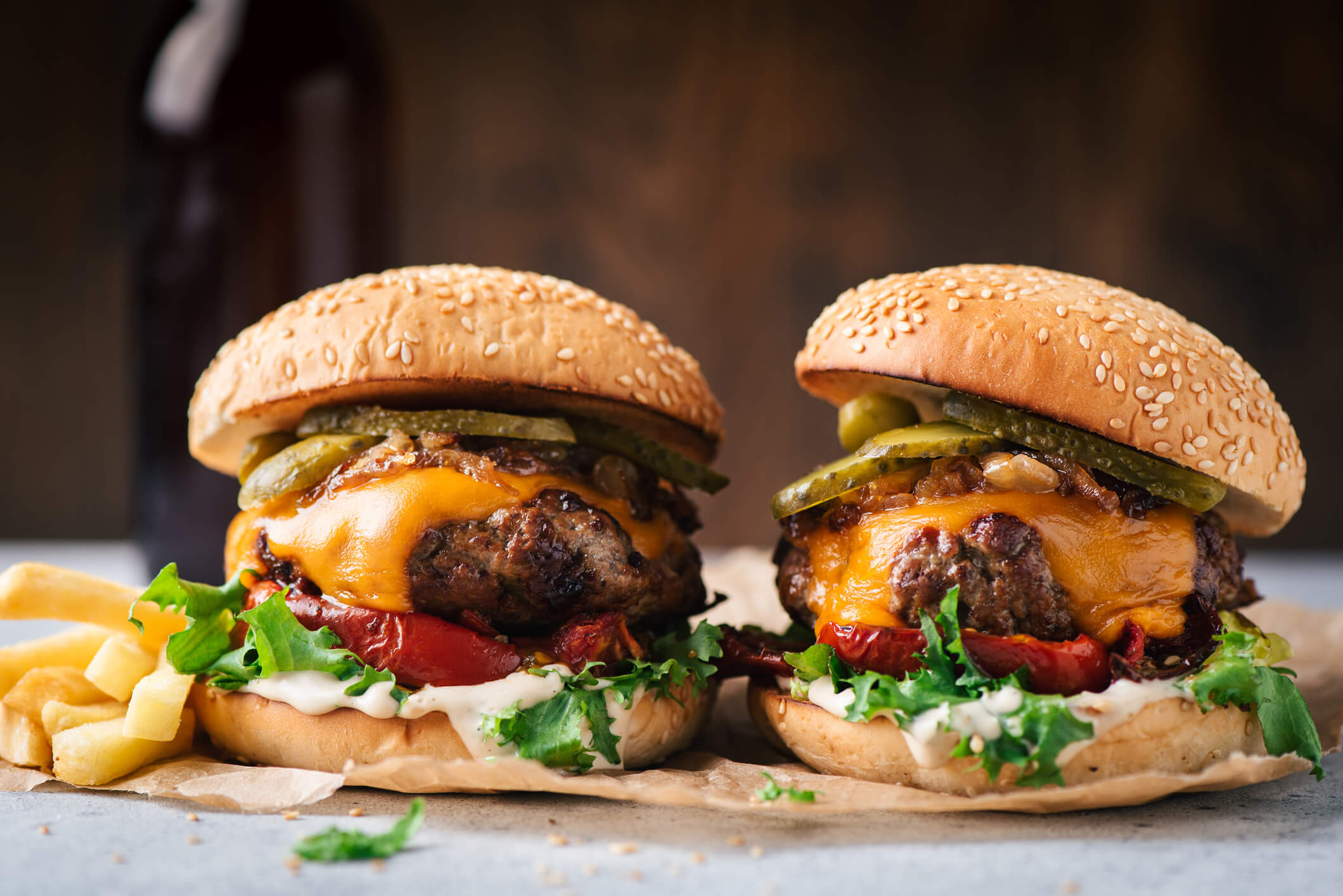 Stock image of hamburgers for Smoke 'N' Bones BBQ Competition