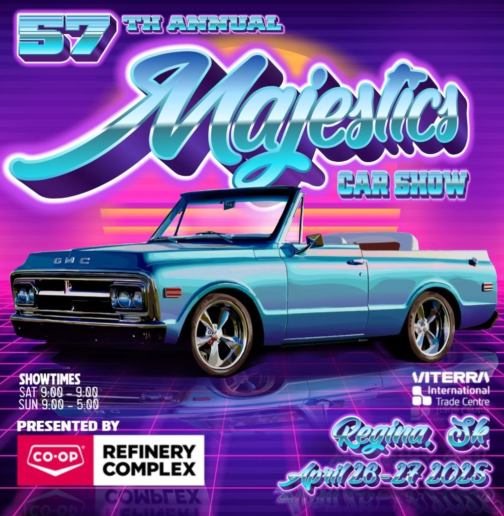 57th Majestics Car Show poster with classic car.