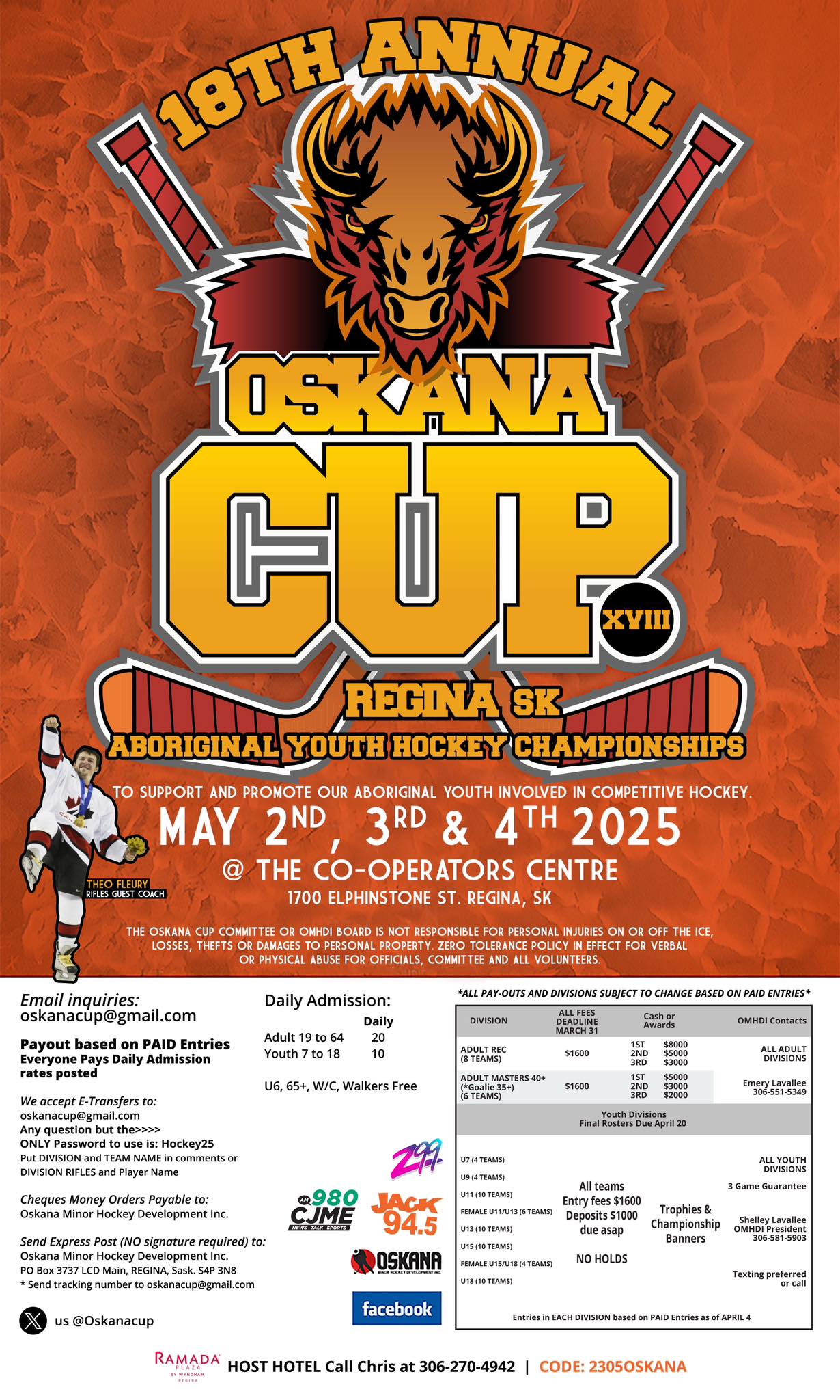 18th Annual Oskana Cup Aboriginal Youth Hockey Championships.