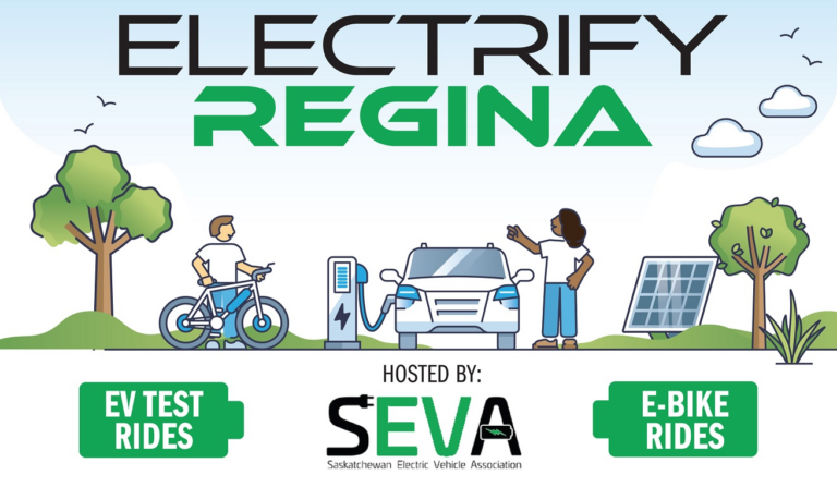 Electrify Regina event by SEVA with EV, e-bike rides.