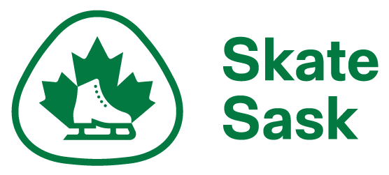 Skate Sask logo with skate and maple leaf