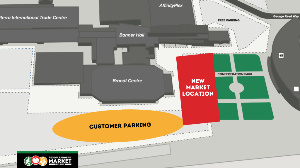 Map showing new market location and parking.