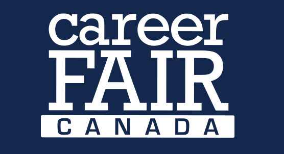 Career Fair Canada logo on blue background.