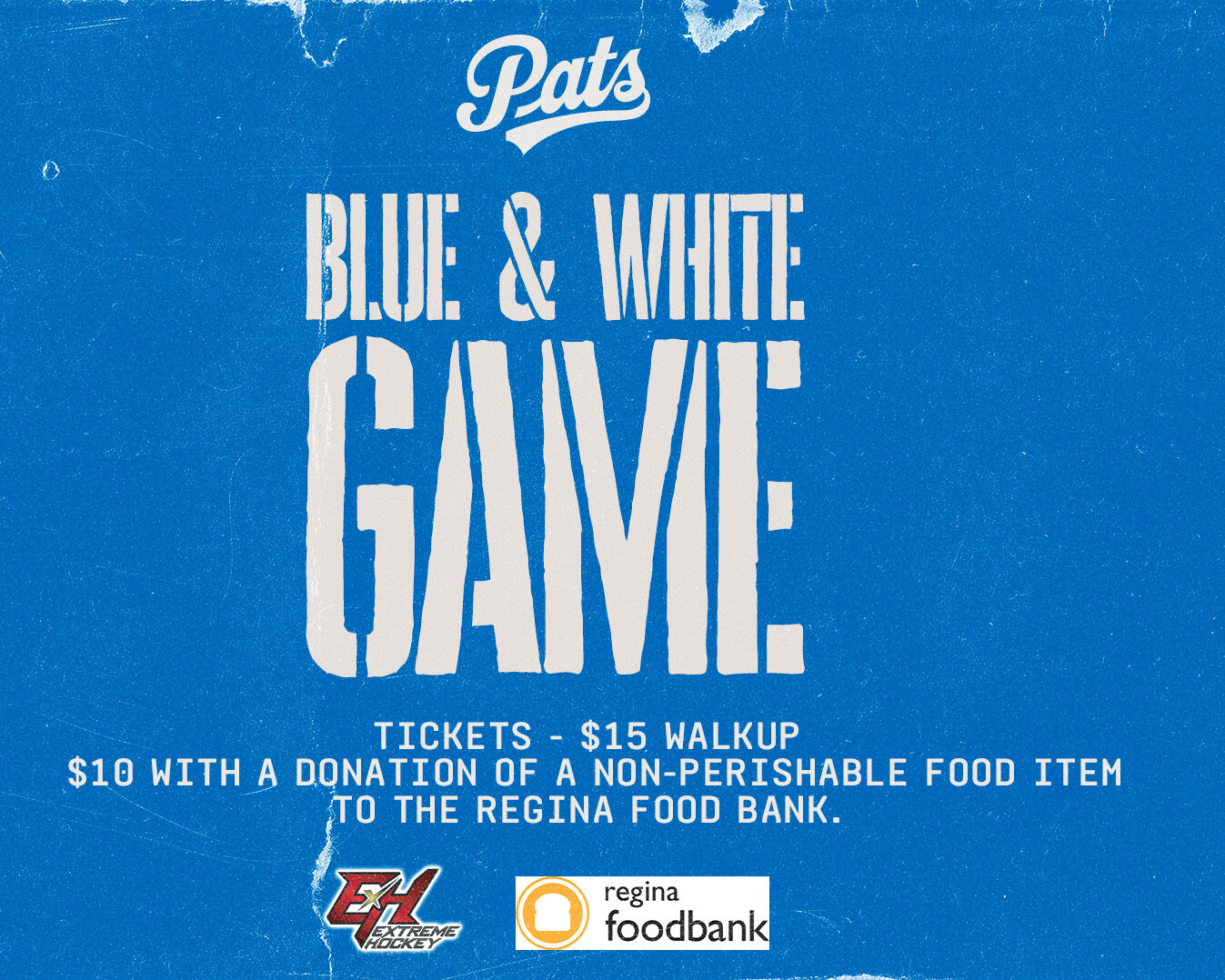 Blue and White Game, charity food drive event.
