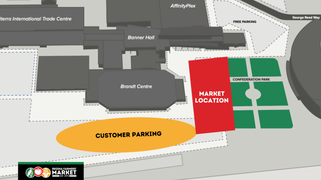 Regina Farmers' Market map with parking locations