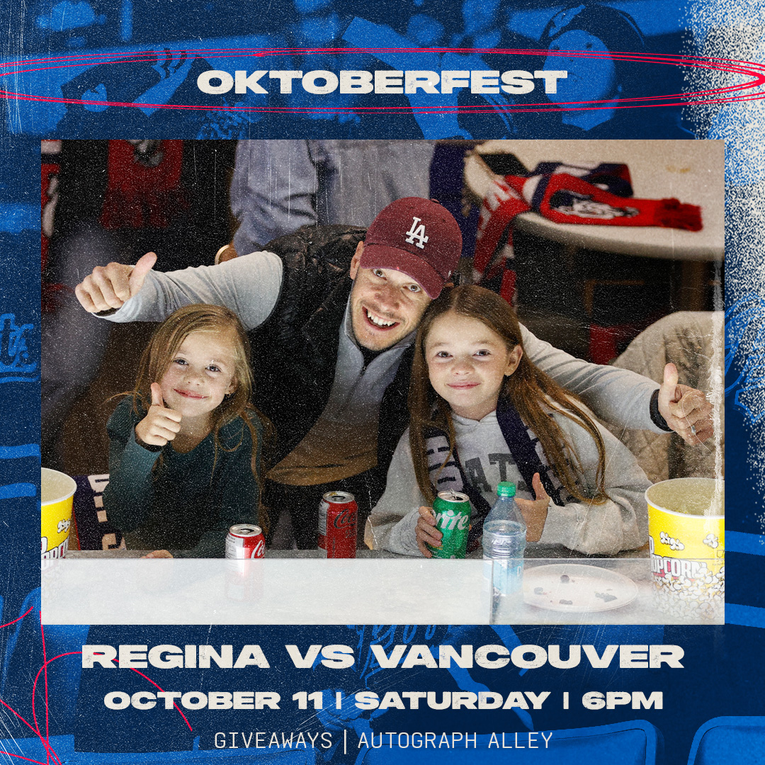 Family enjoys Regina vs Vancouver game at Oktoberfest.