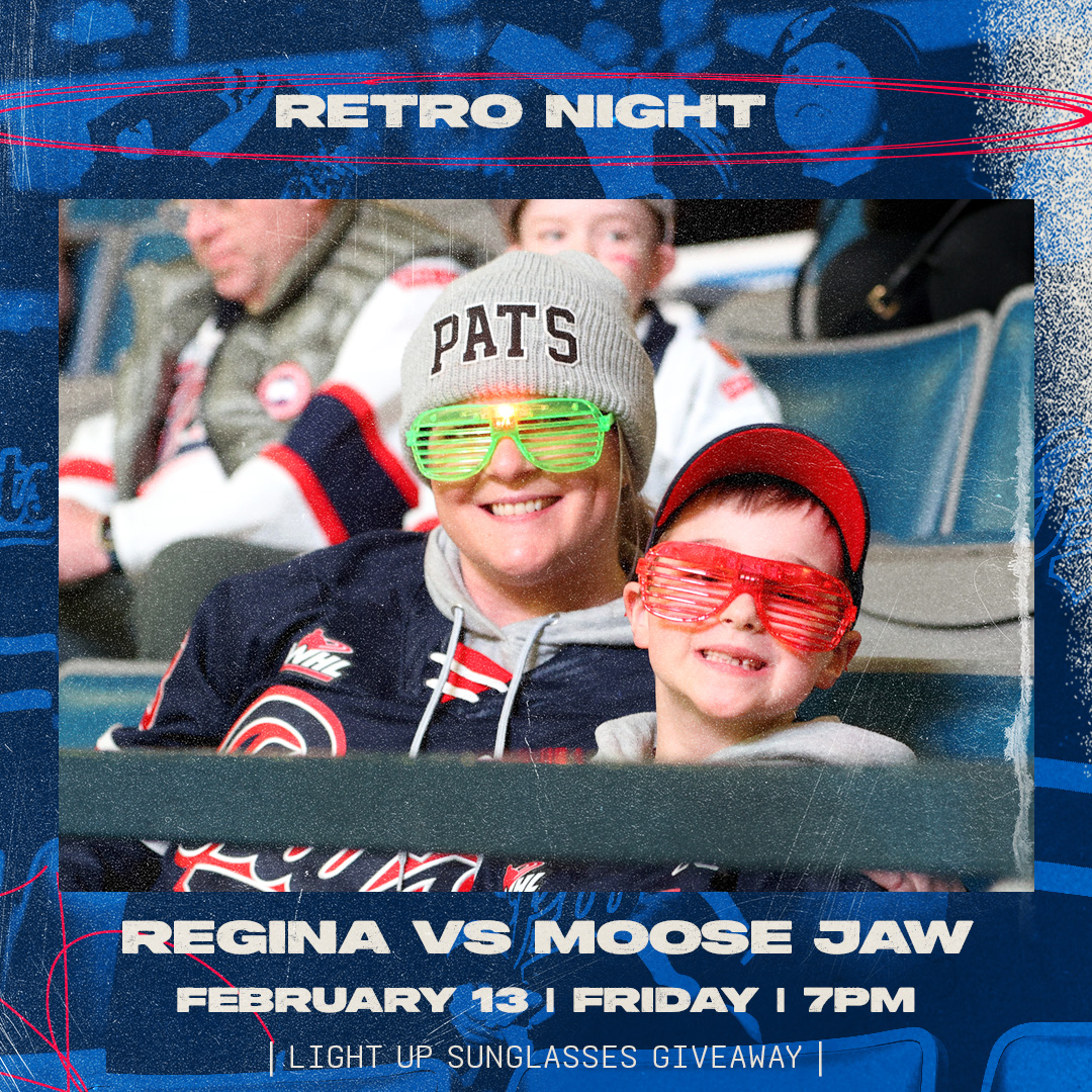 Fans at hockey game wearing retro sunglasses.