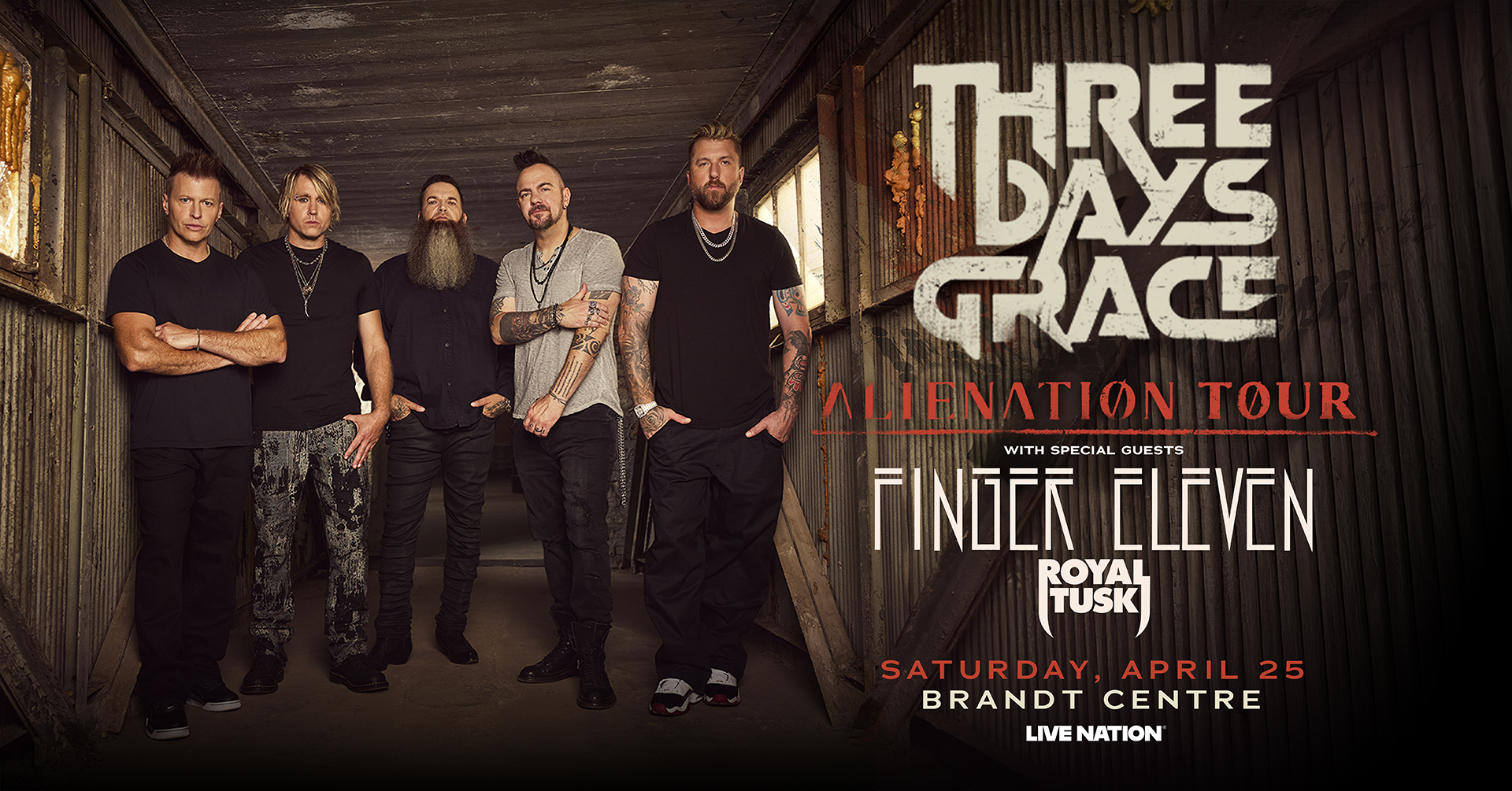 Three Days Grace Alienation Tour poster, April 25.