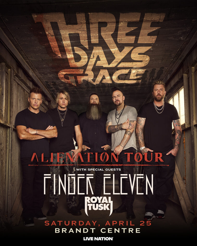 Three Days Grace Alienation Tour poster, April 25.