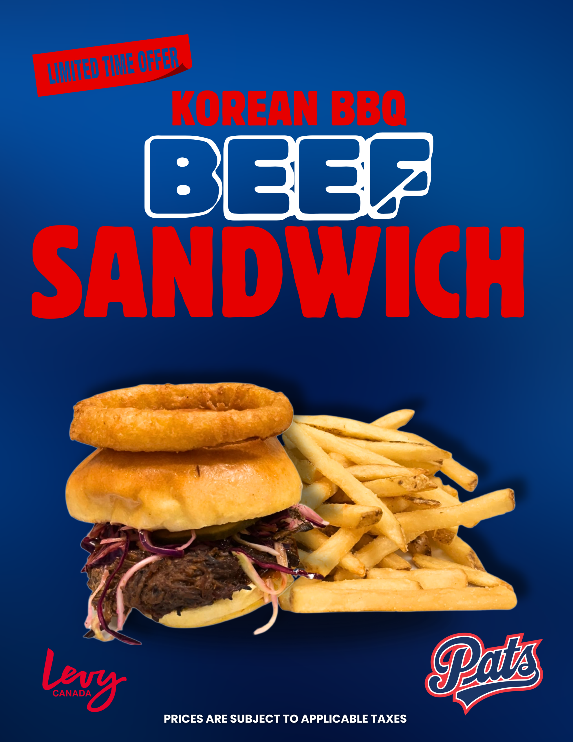 Korean BBQ Beef Sandwich with fries, limited offer.
