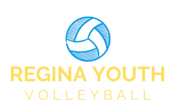 Regina Youth Volleyball logo with blue ball design.